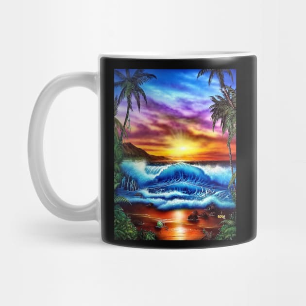 Sunset Hawaiian seascape by Coreoceanart